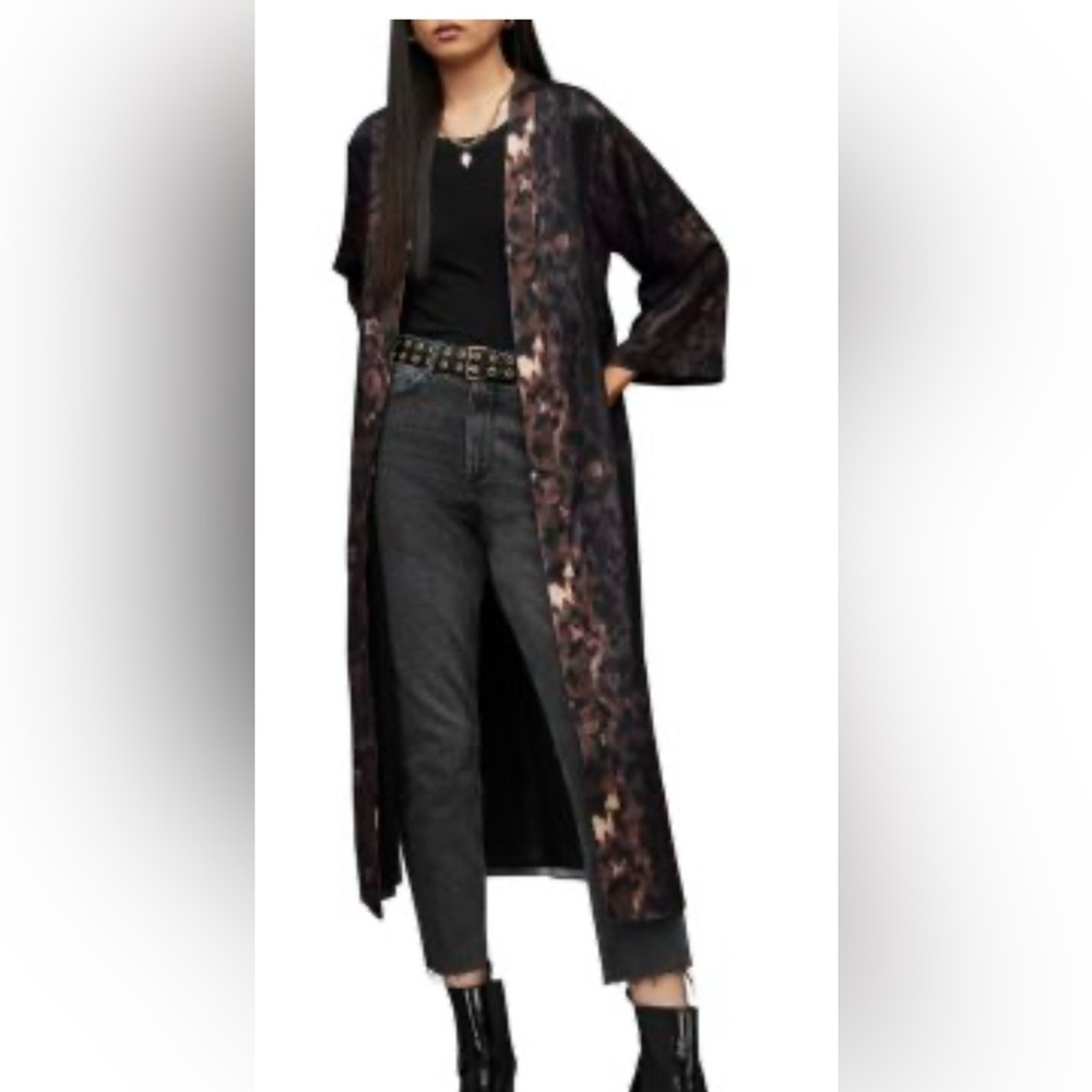 AllSaints Black and Mauve Patterned Jacket Label Detail